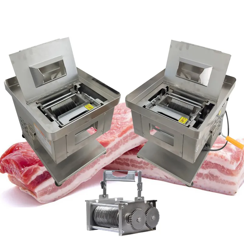 Machine de découpe de viande de bureau 1100W pour trancheuse de viande fraîche de paillasse d'agneau de boeuf de porc déchiquetée en dés