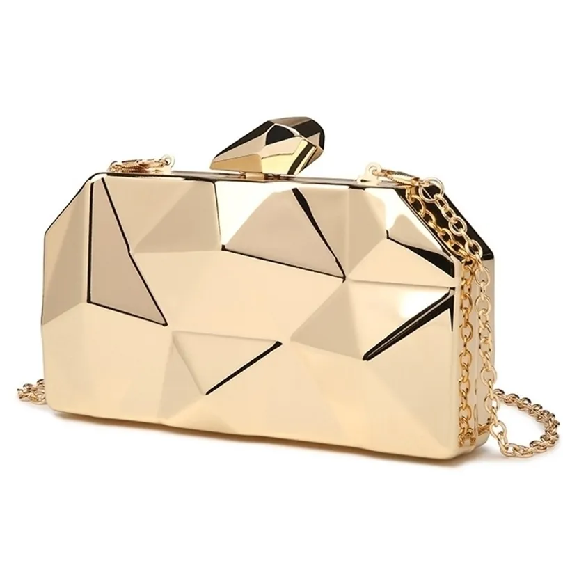 Gold Acryl Box Geometrische Abend Tasche Clutch taschen Elegent Kette Frauen Handtasche Für Party Schulter Tasche Für WeddingDatingParty 220531