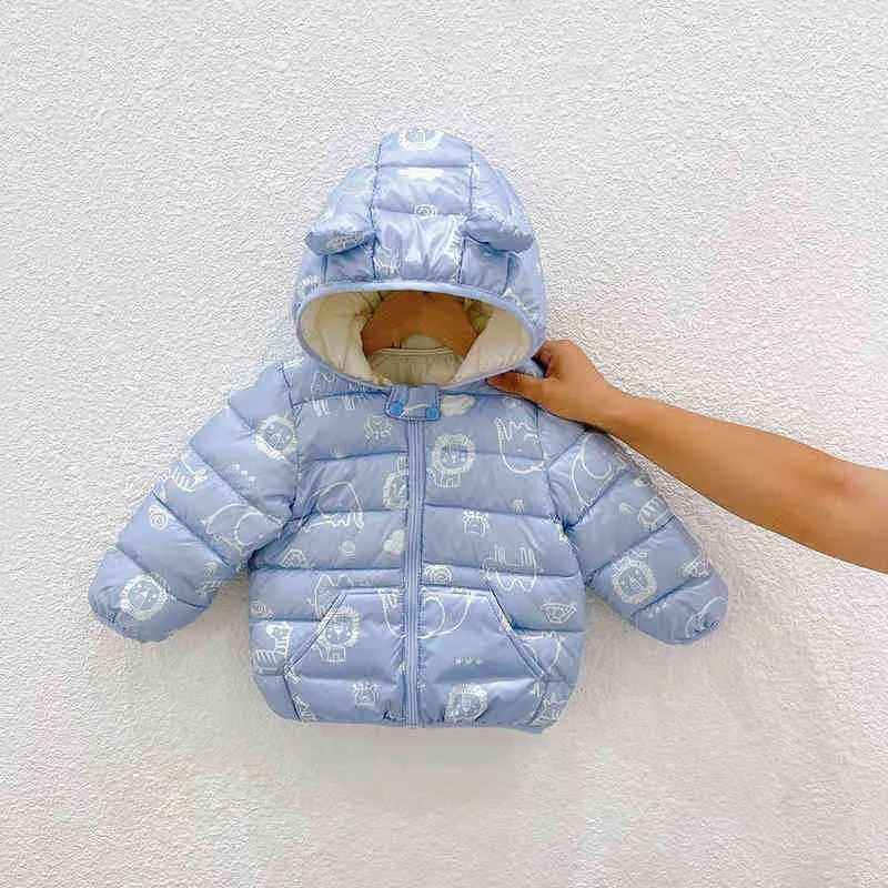 Muababy Unisex Winter Casual Jacket Hooded Warm Jacket Autumn Light Soft Toddler Boys And Girls Clothes Parka Baby Sweaters J220718