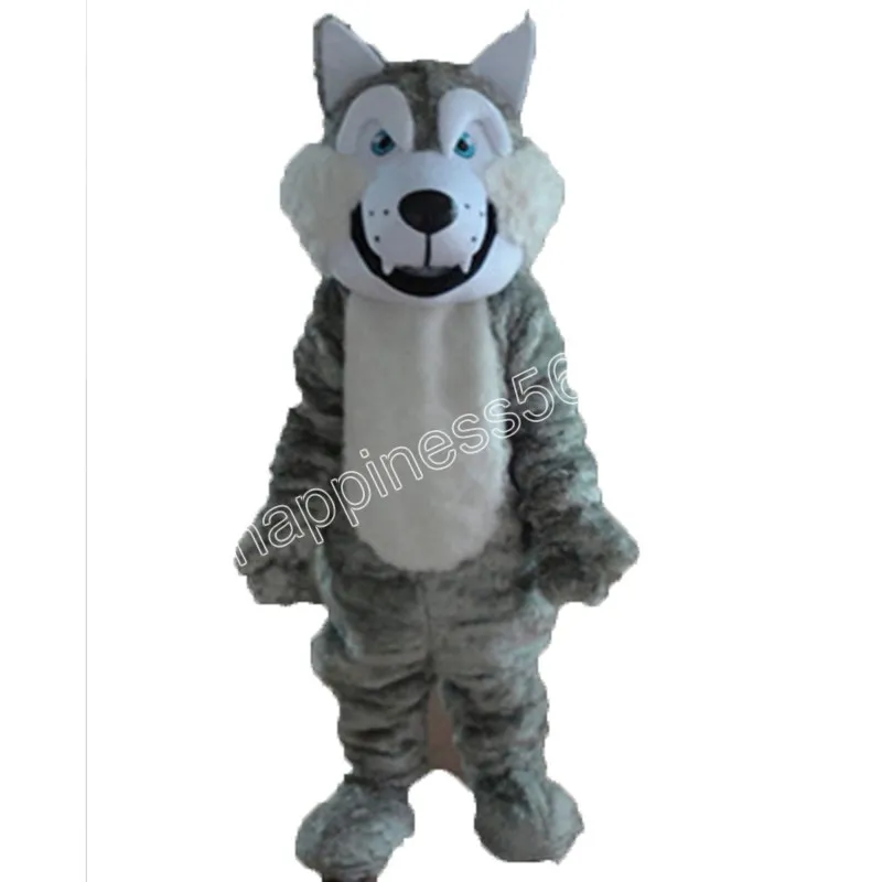 Halloween Gray Wolf Mascot Costumes Högkvalitativ tecknad karaktärutrustning Suit Halloween vuxna storlek födelsedagsfest utomhusfestival klänning