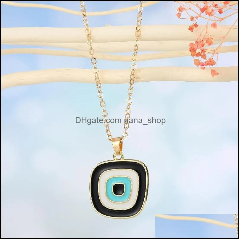 Fashion Enamel Geometry Evil Eyes Pendant Necklace For Womens Jewelry Big Turkish Eye Chains Choker Necklaces Clavicel Chains for women