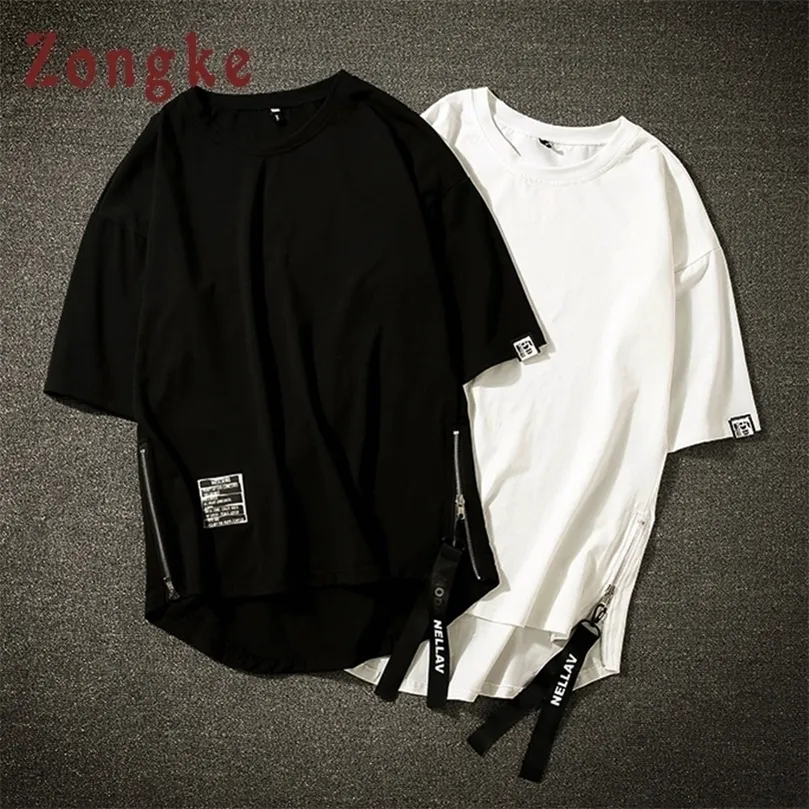 Zongke White T Shirt Camicia da uomo Harajuku Vintage - Abbigliamento Streetwear Hip Hop Summer op 5XL 220401