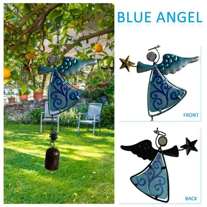 Decorative Objects & Figurines Angel Wind Chimes Spinner Bell Catcher Hanging Art Windbell Pendants Glass Ornament Outdoor Garden Wedding De