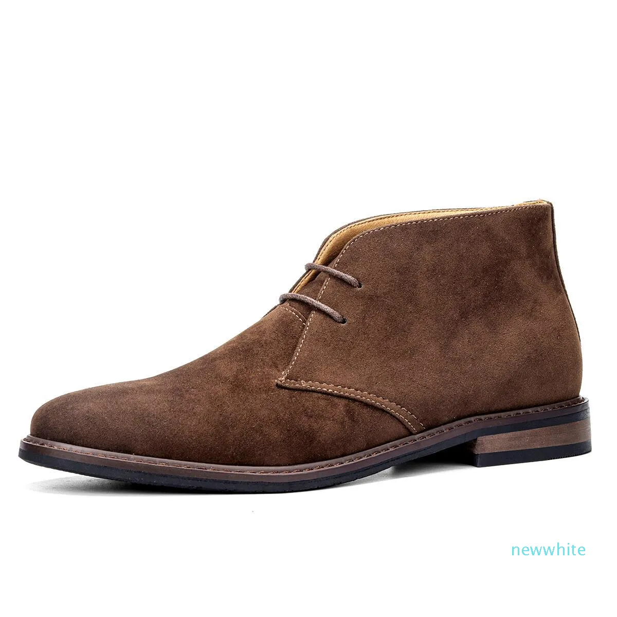 Botas chukka masculinas de couro genuíno botas com cadarço sola de borracha cano alto casual5