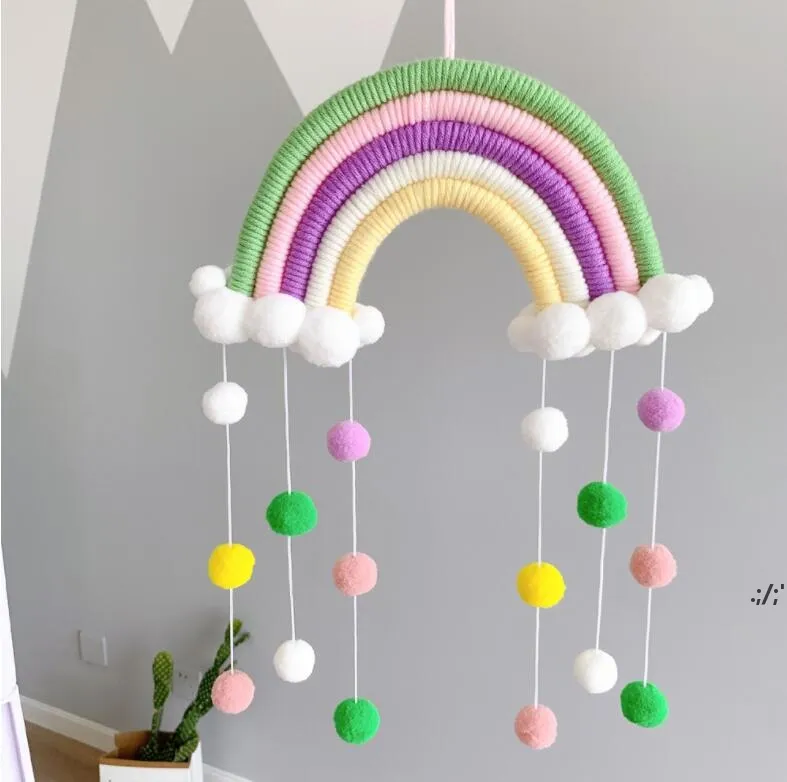 Tissé nuage arc-en-ciel suspendu décoration INS Style nordique maison décoration murale enfants chambre pendentif JLB15067