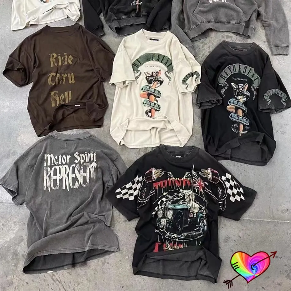 Camisetas informales diarias para hombre, camiseta de diseñador de manga corta, camiseta Graghic de pitón de alta calidad, Tops lavados de gran tamaño Vintage