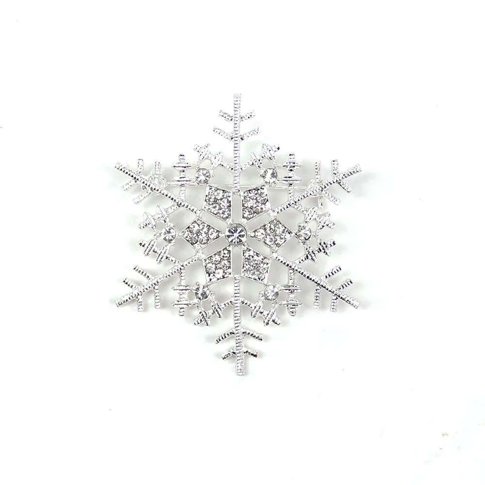 30 Pcs/Lot Wholesale Price Brooches Fashion Rhinestone Christmas Design White Snowflake Pin For Xmas Gift/Decoration