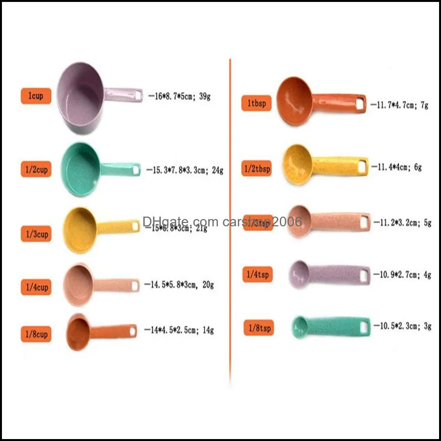 Baking tools plastic measuring cup spoon 10-piece set with scale kitchen color