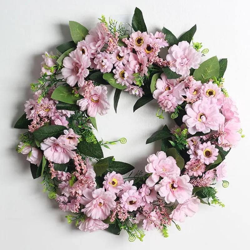 Couronnes de fleurs décoratives 18 ''couronne d'eucalyptus pour porte d'entrée saint-valentin guirlande de printemps artificielle intérieur extérieur mariage