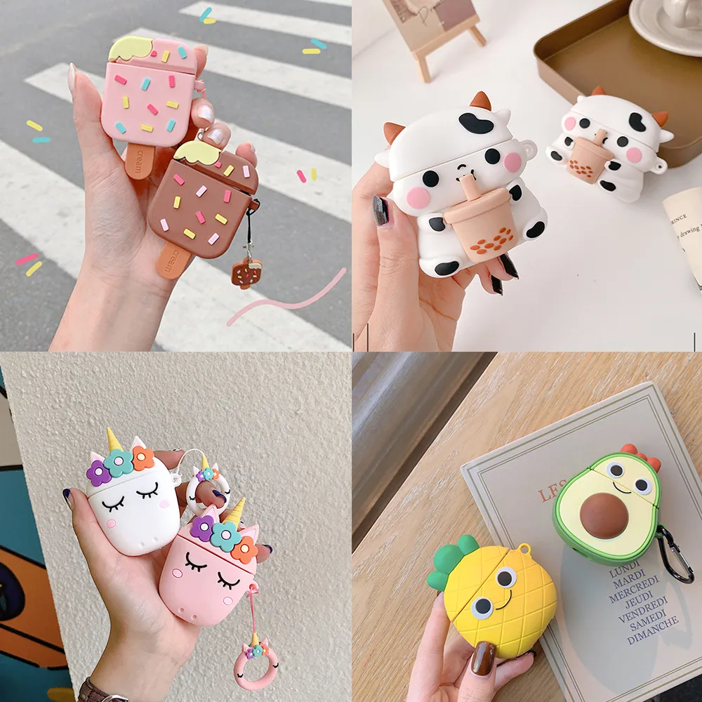 Cartoon Cute Anime Soft Silicone Earphone Fall för Apple AirPods 1 2 3 Air Pods Pro AirPodSpro hörlurar täckpåsar tillbehör