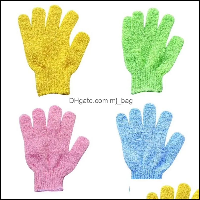 Bath Sponges Towel Gloves Five Finger Hand Glove Washcloth Sand Knitting Polyester Towels Wash And Shower Clean Body mittens Arrival 0 55qq