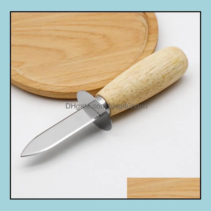 wood-handle oyster shucking knife tools stainless steel oysters knives kitchen food utensil tool sn4471