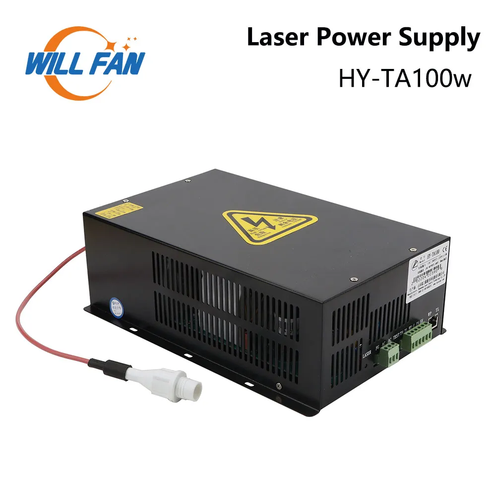 Will Fan HY-TA100 Source d'alimentation laser CO2 100 W avec LED pour tube laser 80-100 W et machine de découpe de gravure longue garantie