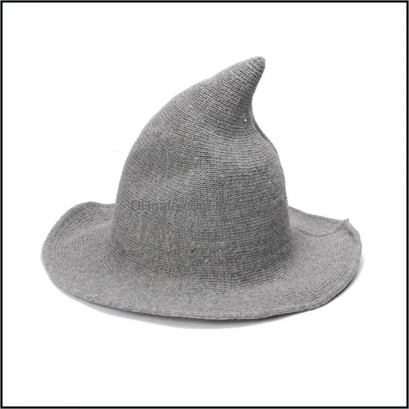 halloween witch hat diversified along the sheep wool cap knitting fisherman hat female fashion witch pointed basin bucket wholesale