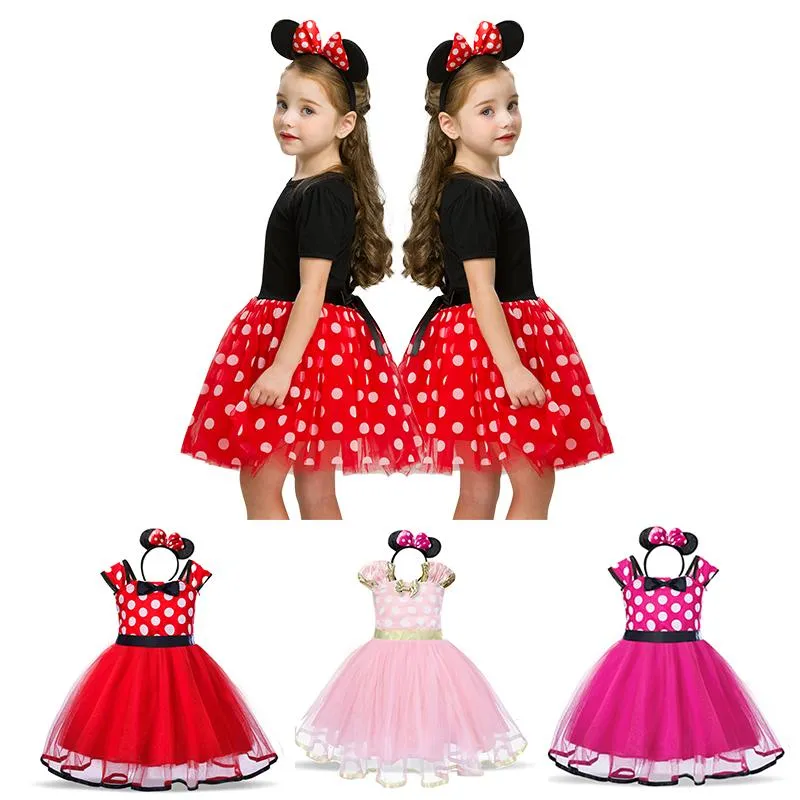Abiti da ragazza Fantasy Mini Mouse Baby Girl Dress Costume Cosplay per ragazze Festa di Natale Principessa Compleanno per bambini Abito a pois Ragazza