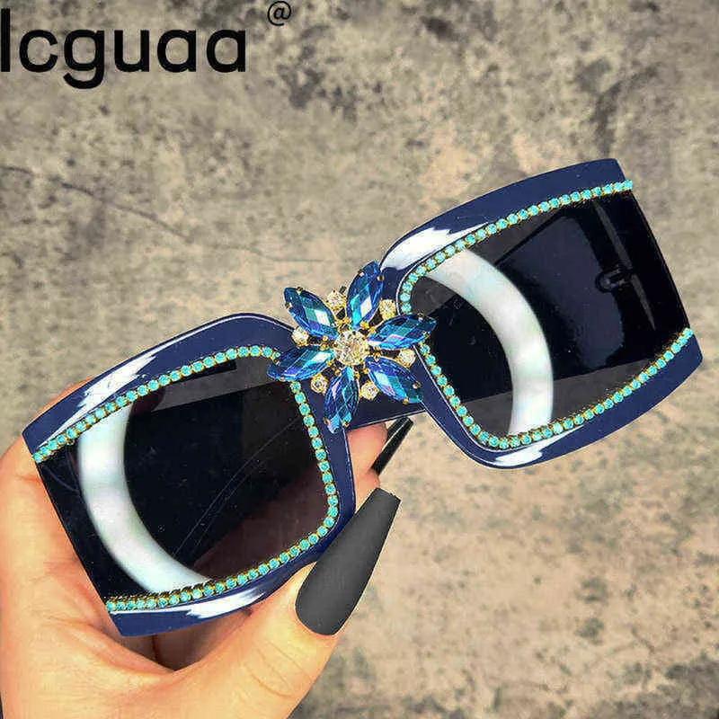 Oversized Square Gradient Diamond Vintage Ladies Sunglasses Summer Festival Outdoor Luxury Woman 220524 220609