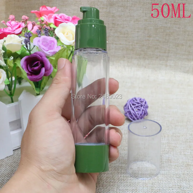 30 ml 50 ml Vert Bouteille D'emballage Portable Airless Pompe Distributeur Bouteilles Vide Cosmétique Conteneurs 100 pcs/lot