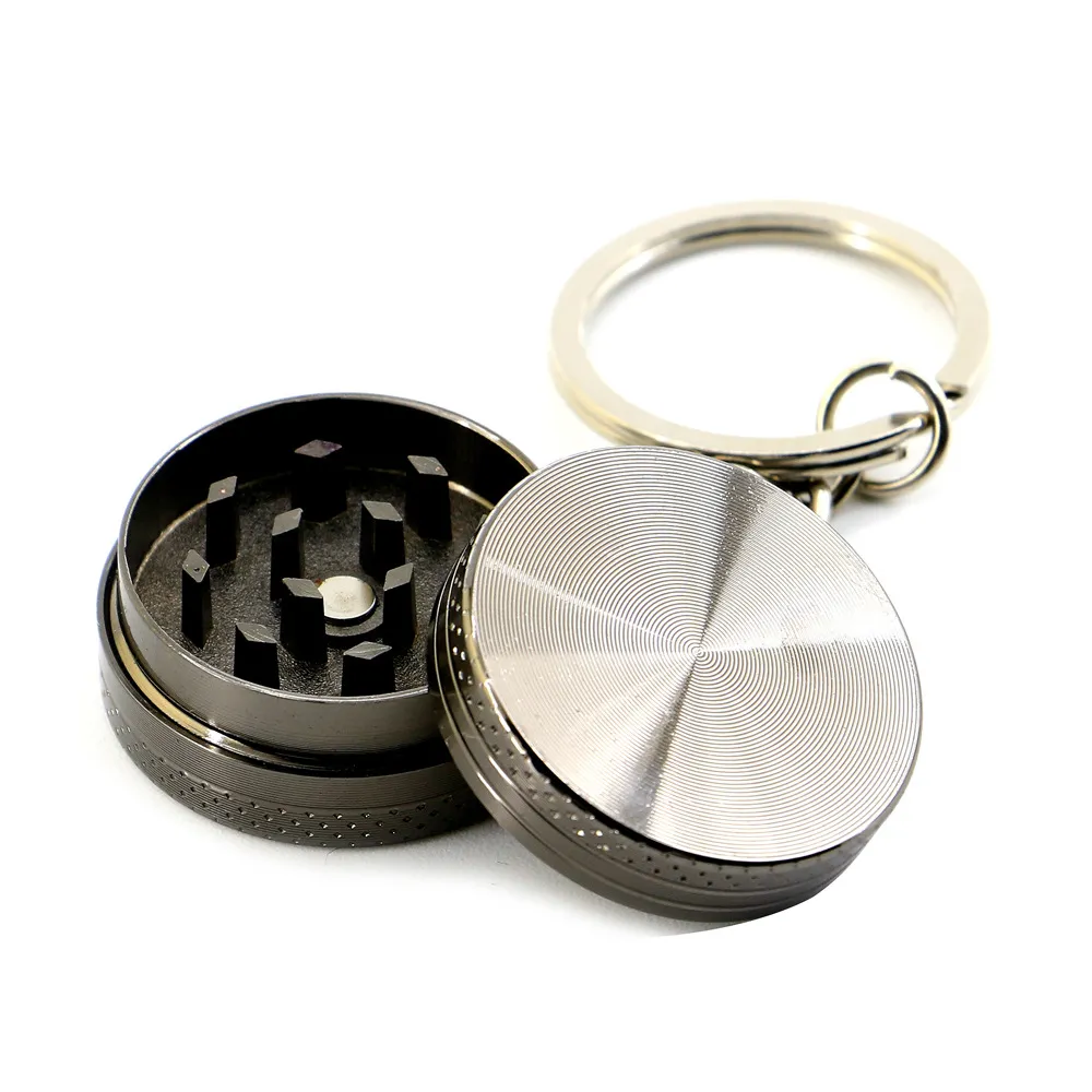 Colorful mini 30mm 2layer Smoking keychian tobacco grinder zicn alloy metal cigarette dry herb grinders