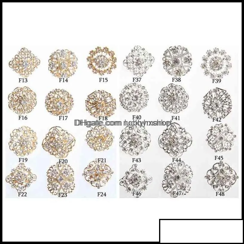 pins brooches jewelry 24pcs clear crystal rhinestones women bridal gold brooch pins for diy wedding bouquet kits drop delivery 2021