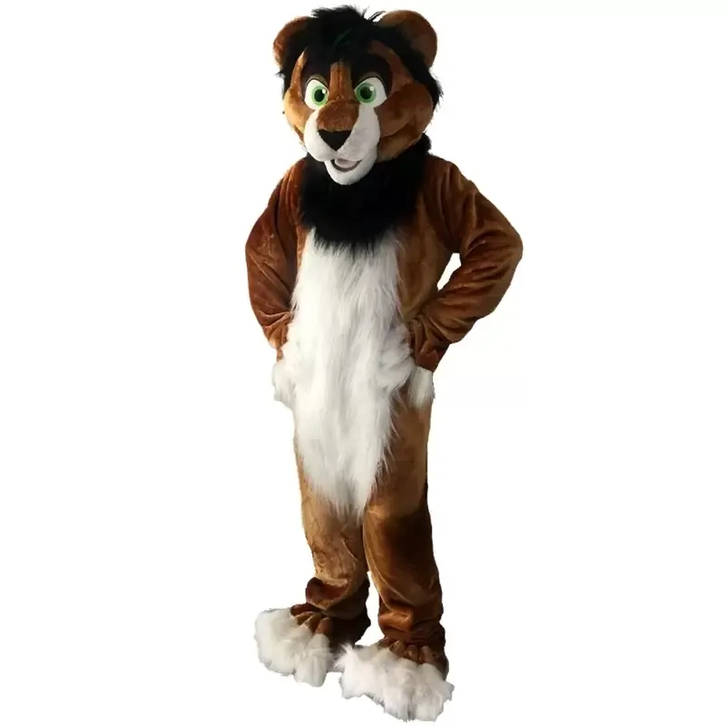 Costume de mascotte de chien lion marron, personnage de dessin animé, taille adulte, haute qualité