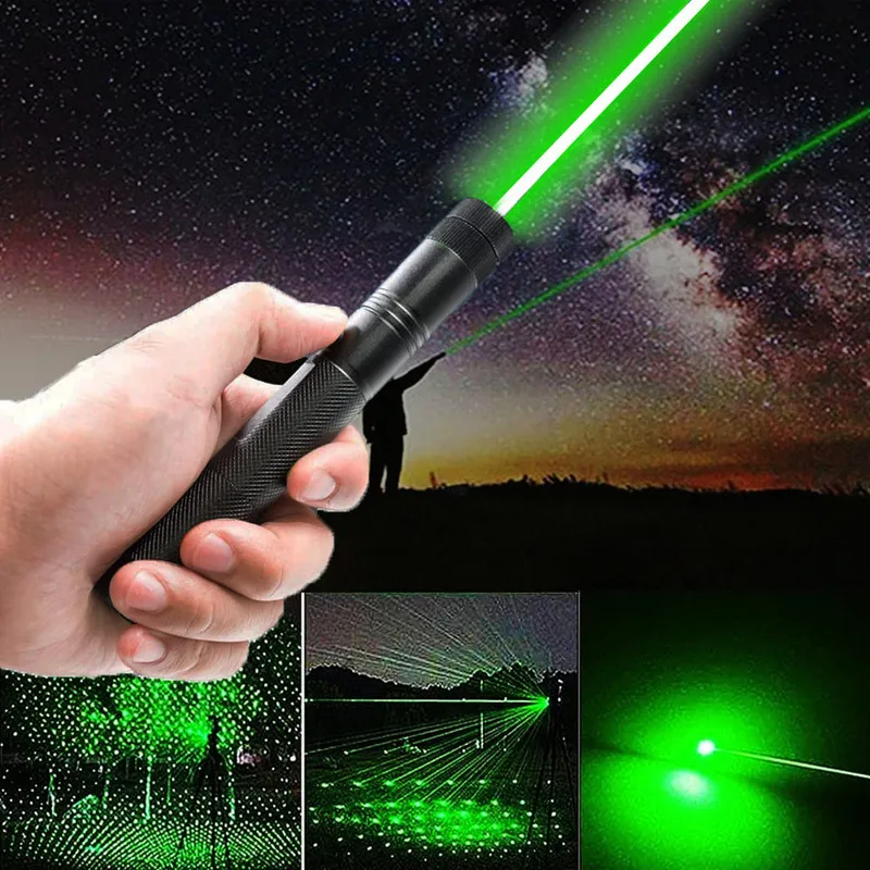 Laser Pointer Usb Green Red Dot 10000m kraftfull laser som bränner Justerbar Focus 303 Pen Kombination för jakt 220510