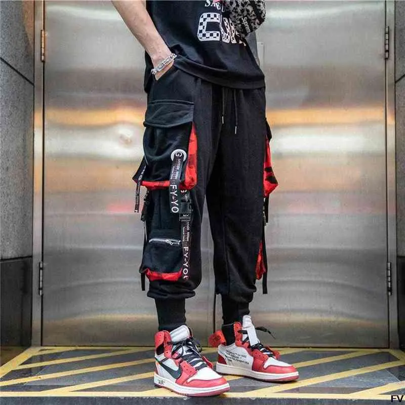 Mens Multi Pockets Cargo Harem Pants Hip Hop Casual Track Joggers