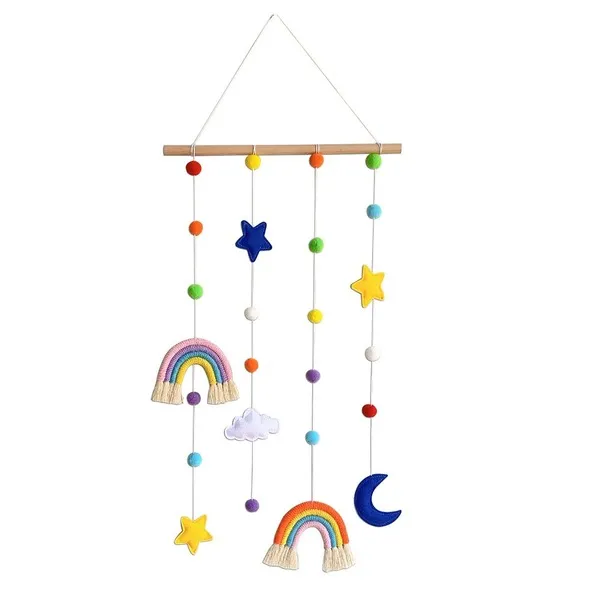 女の部屋の装飾自由ho放なレインボータッセルマクラメの壁吊り織り虹のヘアピンストレージ壁吊り家の装飾
