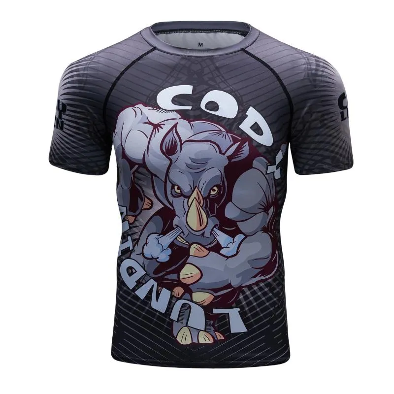 Herr t-shirts anpassad högkvalitativ design sublimering tryckt kort ärm Rashguard spandex män bjj mma rash cuarmen's