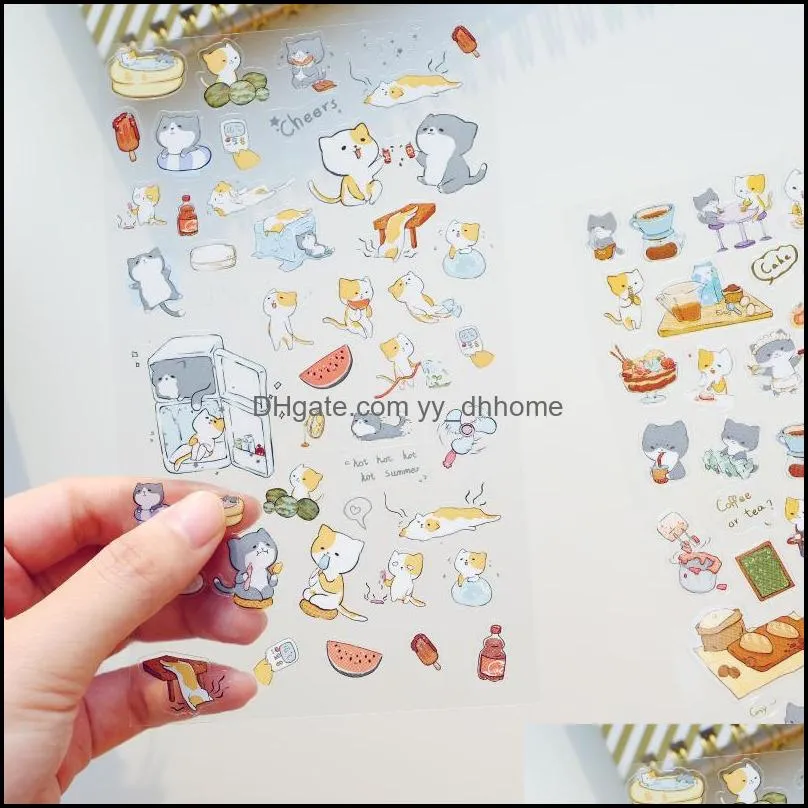 Gift Wrap Cute Cat Stickers For Scrapbooking Happy Planner Accessories Cartoon Animal Junk Journal Diary Sticker DIY Craft