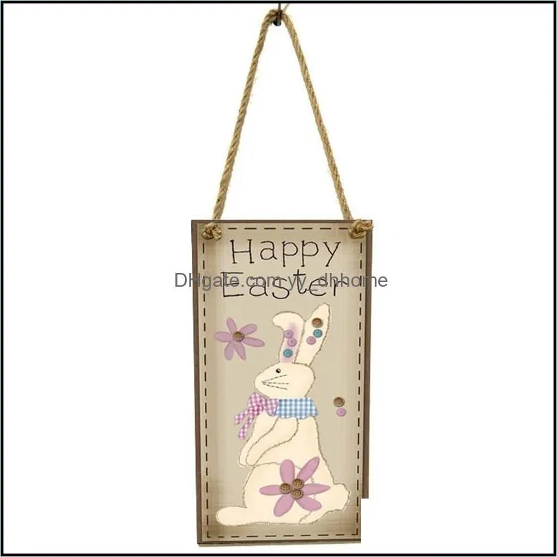 NEWEaster Decoration for Home Wooden Hanging Rabbit Pendant Ornament Happy Easter Party Wall Door Decor Sign 20x10cm RRD12405