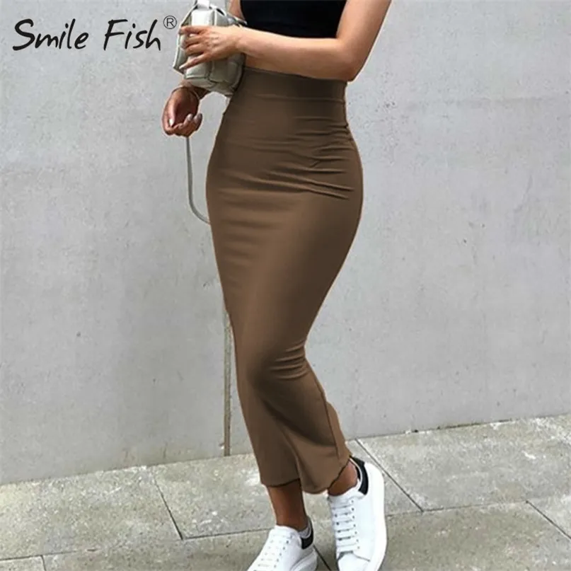 Skinny Brown Black Street Jupes élastiques Party Nitgt Club Taille haute Midi Sexy Moulante Slim Jupe Longue Crayon Femmes Jupes G2310 220511