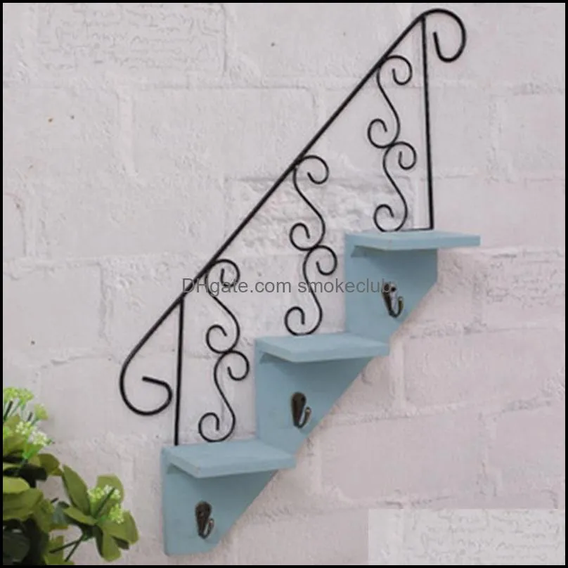 Kitchen Storage & Organization Restaurant Wall Decoration Hanging Hook Rack Wrought Iron Flower Stand Pot Stairs