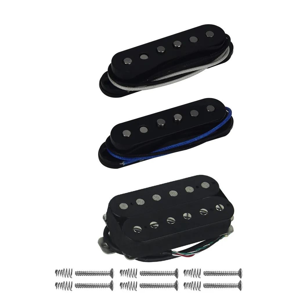 3 uds Vintage Alnico 5 guitarra eléctrica bobina simple doble bobina Humbucker Pickup para cuello/medio/puente Pickup negro