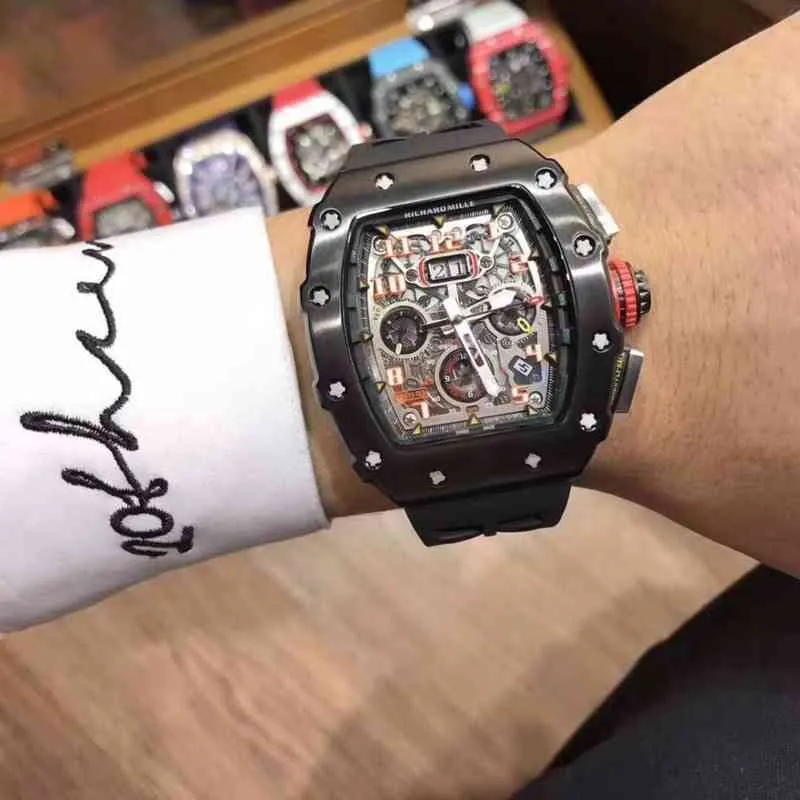 Titta på armbandsurdesigner Luxury Mens Mechanics Watch Richa Milles armbandsur Automatisk mekanisk mäns silikon RM11-03 Swiss Movement