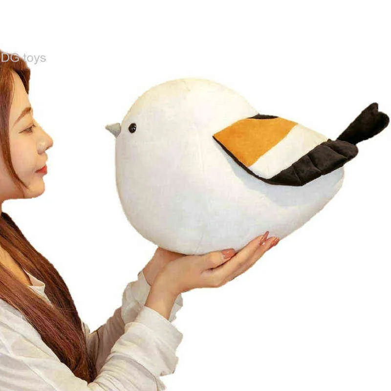 Super Soft Down Cotton Round Ball Shape Lifelike Fat Tits Bird Cuddle Fylld Plushie Parrotkudde för barn födelsedagspresent J220704