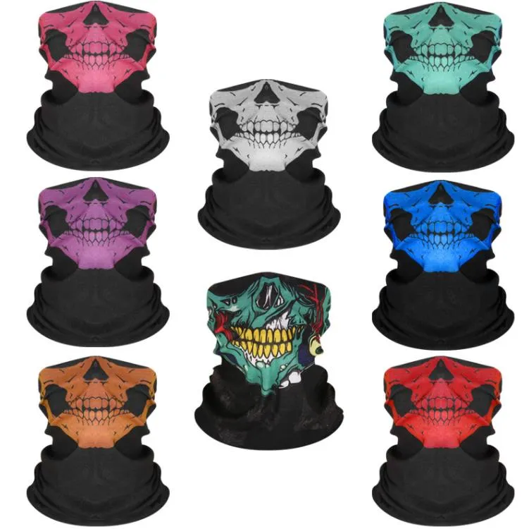 Skull Mask Outdoor Sports Rower Rower Motorcycle Szaliki Bandana Pył Pył Miękki oddychający maski na zewnątrz codziennie ochronne SN4593