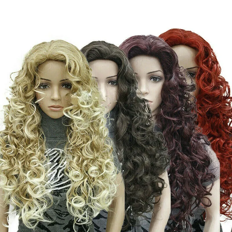 10 kolorów moda damska peruka urok damska peruka długie blond czarne kręcone peruki z włosów naturalnych