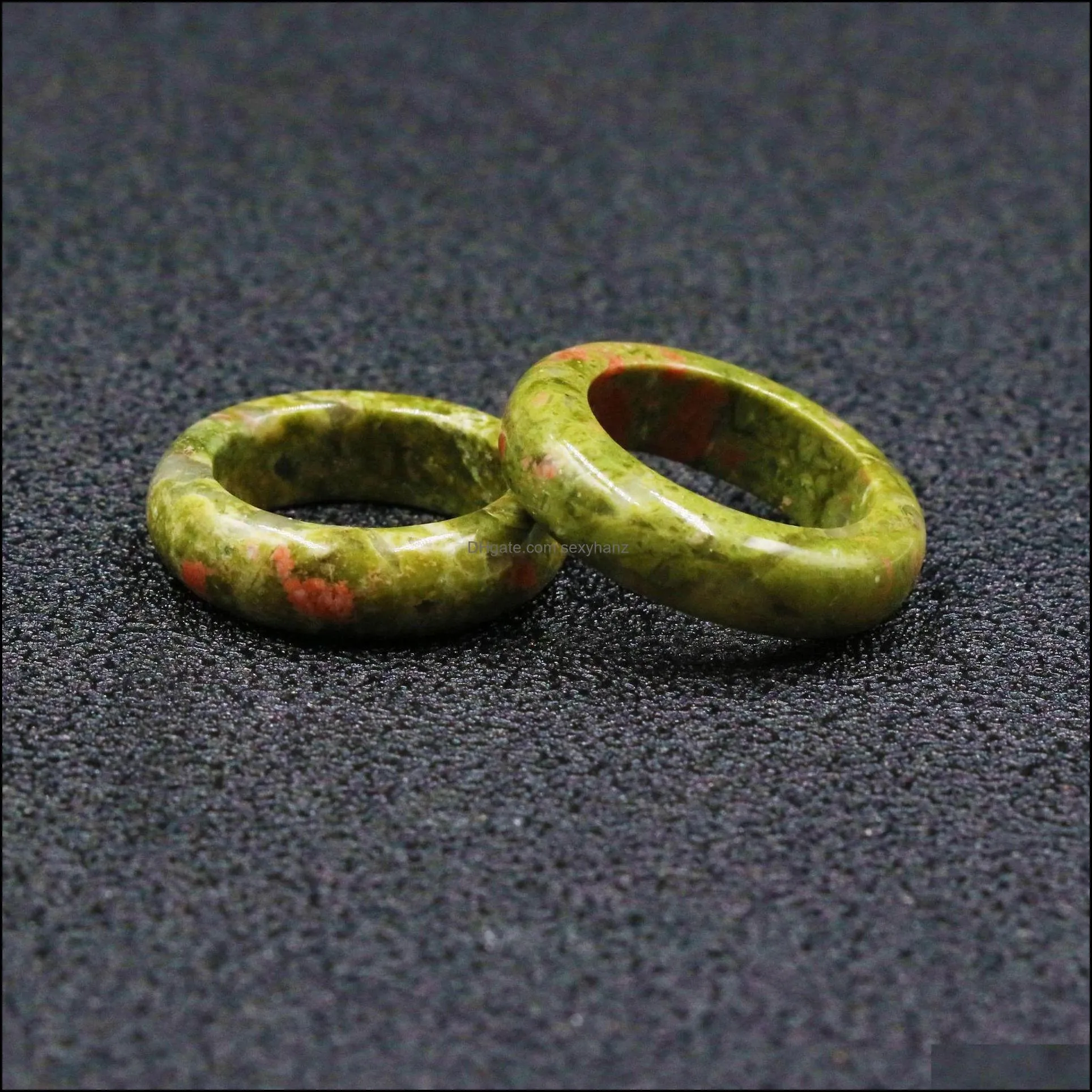 natural crystal stone ring green black onyx tiger eye sodalite jewelry finger rings for women men sexyhanz