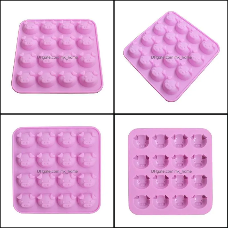 Pig Head Silicone Cake Mold 16 holes Cartoon Single Expression Pig Head DIY Chocolates Model Manual Soap Dye