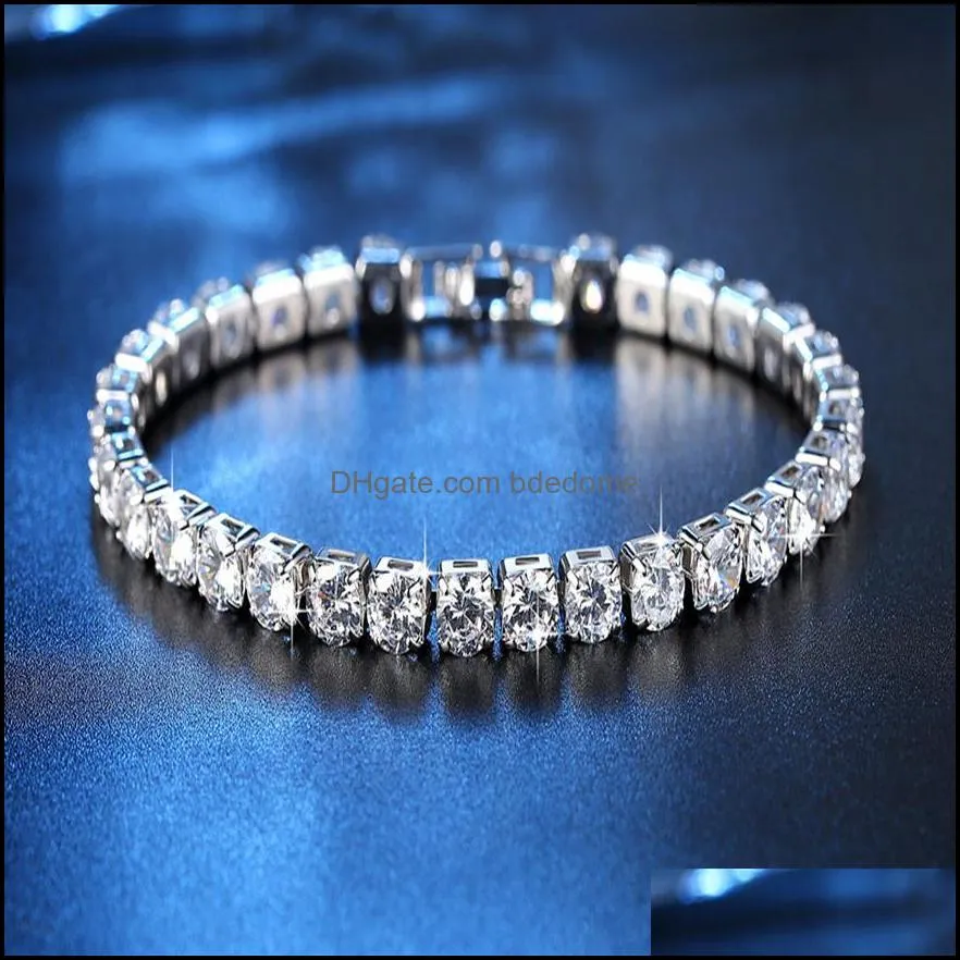 18K White/Yellow Gold Plated Sparkling Cubic Zircon CZ Cluster Tennis Bracelet Fashion Womens Jewelry for Party Wedding276E