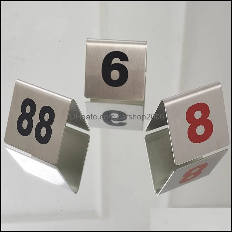 wholesale number 1-100 stainless steel table numbers cards metal number signage table sign card restaurant hotel cafe bar tools dbc