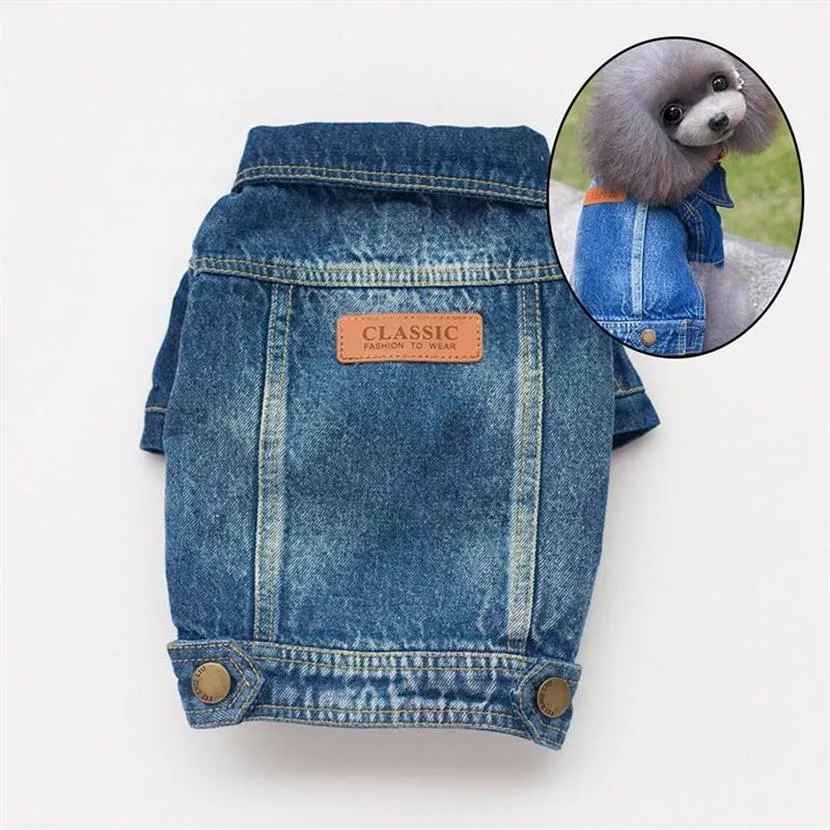 Cowbo Cowboy Jean Cloths for Dogs Small Classic Denim Coat Coat Pet Products for Chihuahua Yorkies Terrier S-XXL All Seasons 271V