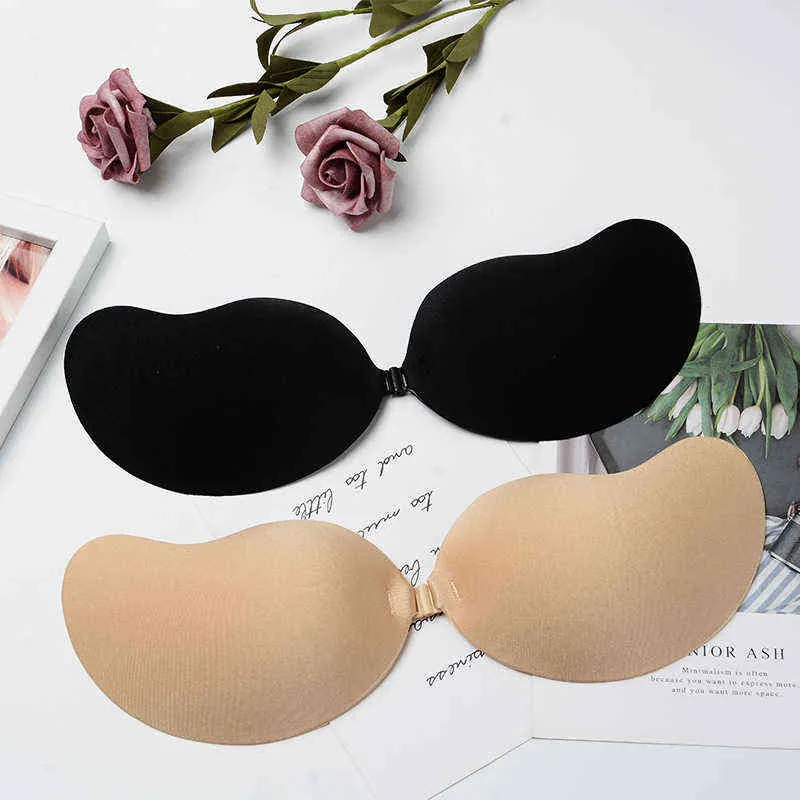 5PC Reggiseno push-up invisibile Reggiseno senza spalline senza schienale Chiusura frontale senza cuciture Bralette Intimo Donna Silicone autoadesivo Appiccicoso BH Y220725