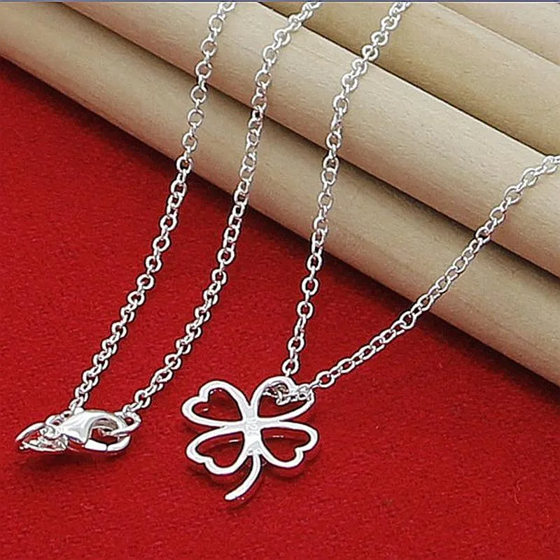 Pendant Neckor Mode Zilveren 925 Ketting Geluk KLavertje Vier Hanger Vrouwen Vrouwelijke Valentijnsdag Sieraden Geschenken Fashion Giftpe