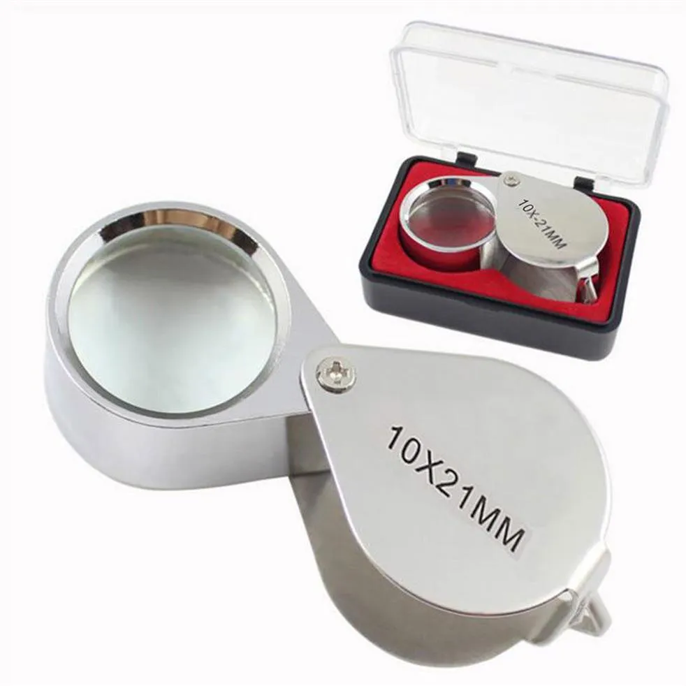 New Metal 10X 21MM Jewelry Folding Loupe Foldable Eye Magnifier Loupe Glass Lens2920