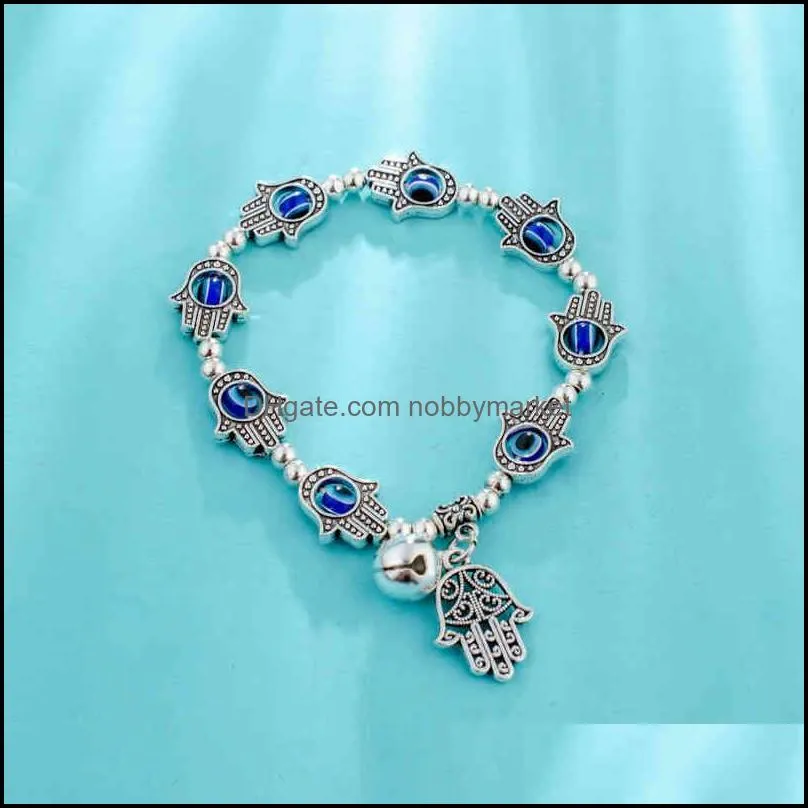 Turkish Blue Eye Bracelet Muslim jewelry Fatima palm devil`s eye