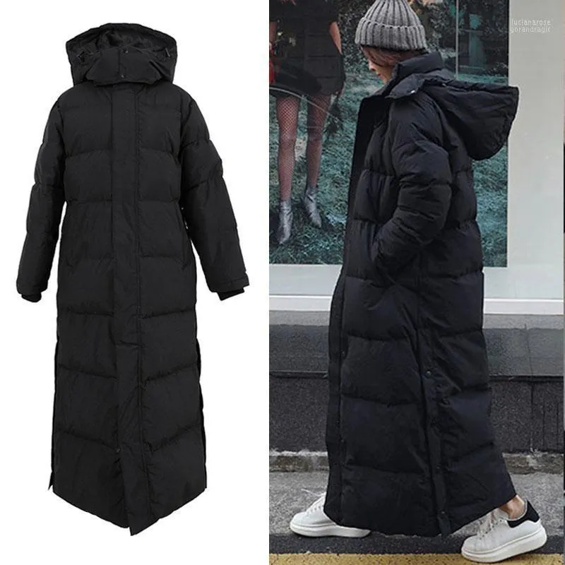 Parka in piumino da donna 126 cm inverno più spesso caldo X-lungo soffice 90% cappotti femminili oversize antivento alla caviglia anatra capispalla F225 Luci22