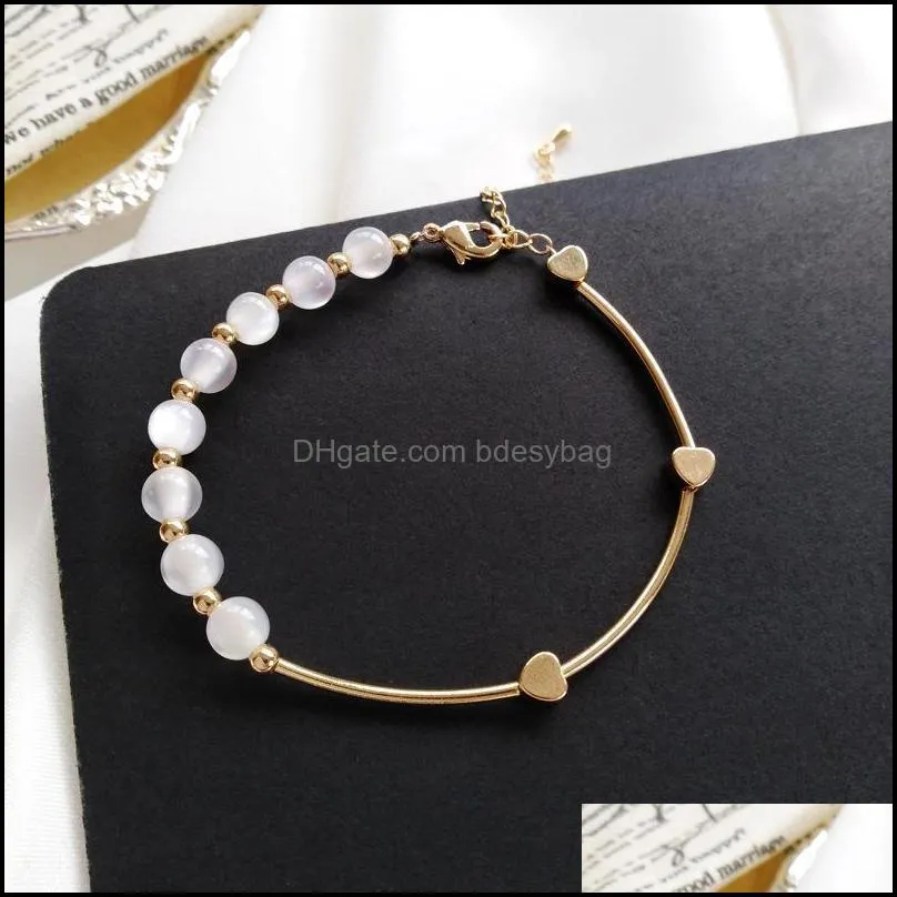 Link Chain Armelets smycken 2021 Fashion Pearl Natural Stone Pärledarmband för kvinnor Irregar Crystal Labradorite Bea Dhcar