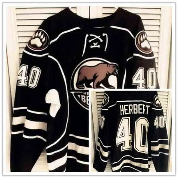 珍しいヴィンテージ2015-16ハーシーベアーズ＃40 Caleb Herbert Hockey Jerseyステッチカスタマイズされた任意の名前とナンバージャージ