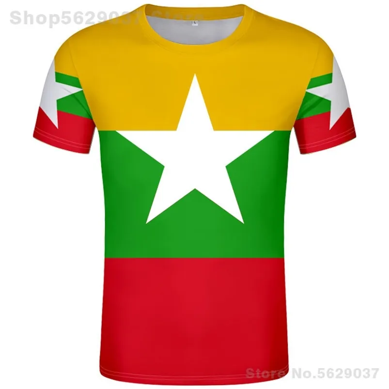 Myanmar T Shirt Ücretsiz Özel Yapım İsim Numarası Mya T-Shirt Nation Flag MM Cumhuriyeti Burma Burma Ülke Baskı Po Giyim 220702